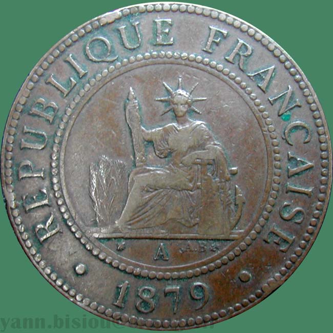 cochinchine 1 centième de piastre 1879 - French colonie Cochin China