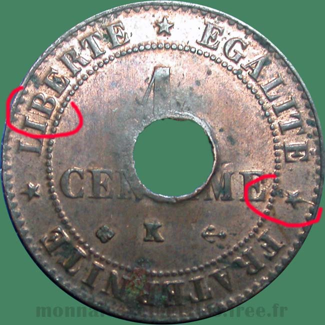 cochinchine sapèque 1 centime 1875 K Bordeaux - French colonie Cochin China
