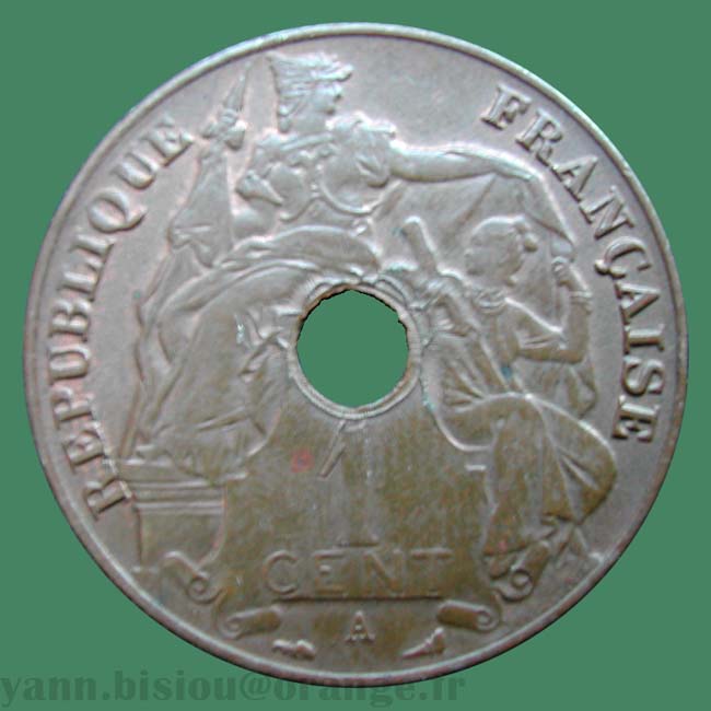 Indochine 1 cent 1922 A Paris / Indo China