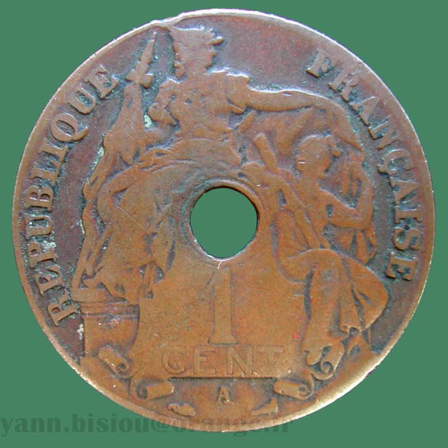 Indochine 1 cent 1923 A Paris / Indo China
