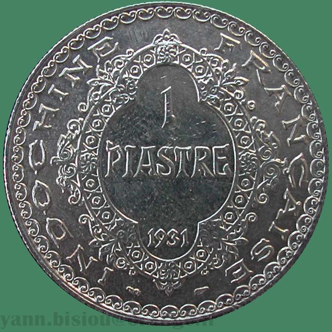 Indochine - 1 piastre 1931 revers Lindauer