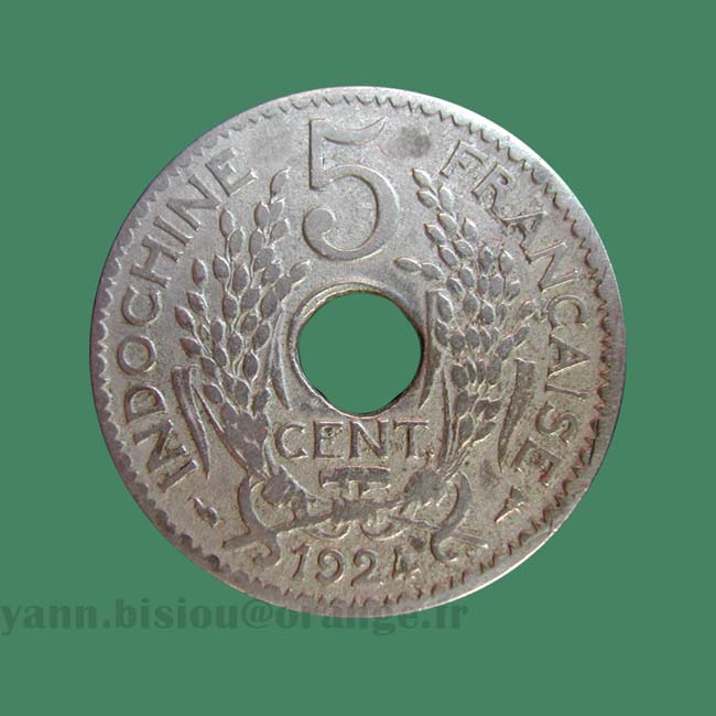 Indochine 5 cents 1924 A - Indo China coin
