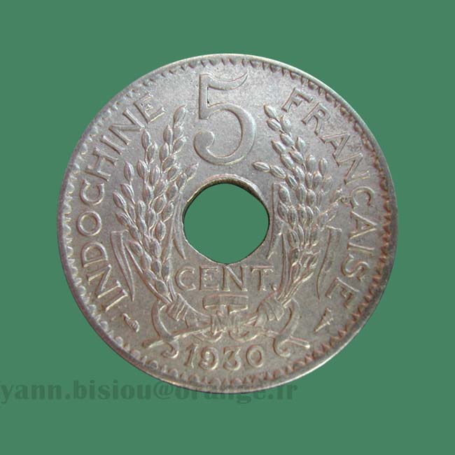 Indochine 5 cents 1930 A - Indo China coin