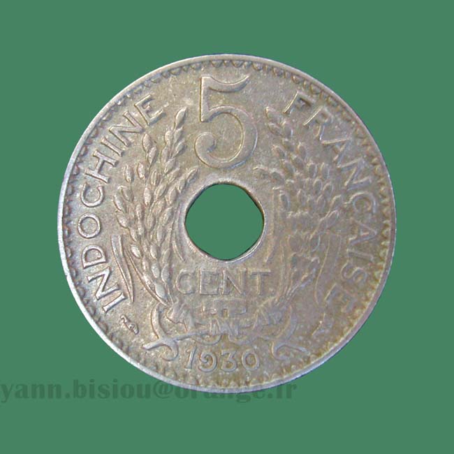 Indochine 5 cents 1930 A - Indo China coin