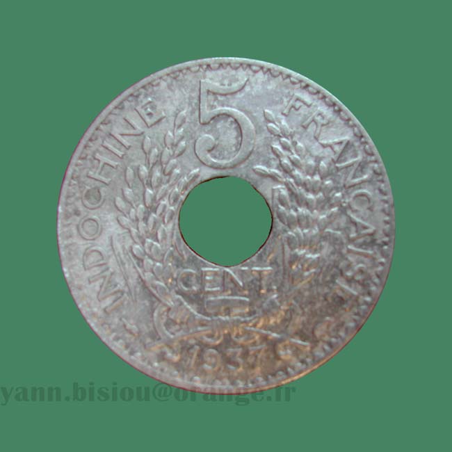 Indochine 5 cents 1937 A - Indo China coin