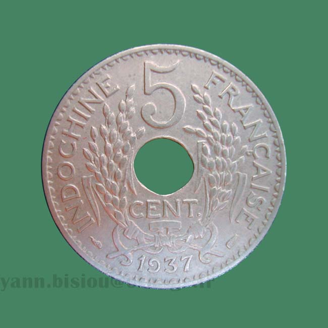 Indochine 5 cents 1937 A - Indo China coin