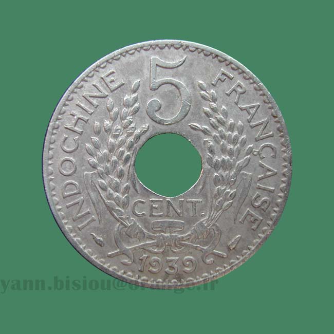 Indochine 5 cents 1939 A - Indo China coin