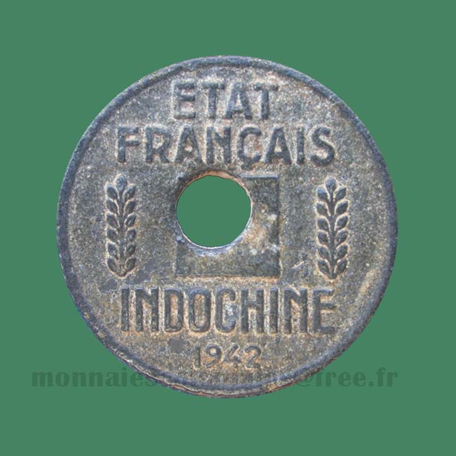 Indochine - 1 quart de cent 1942 fauté - Indo china