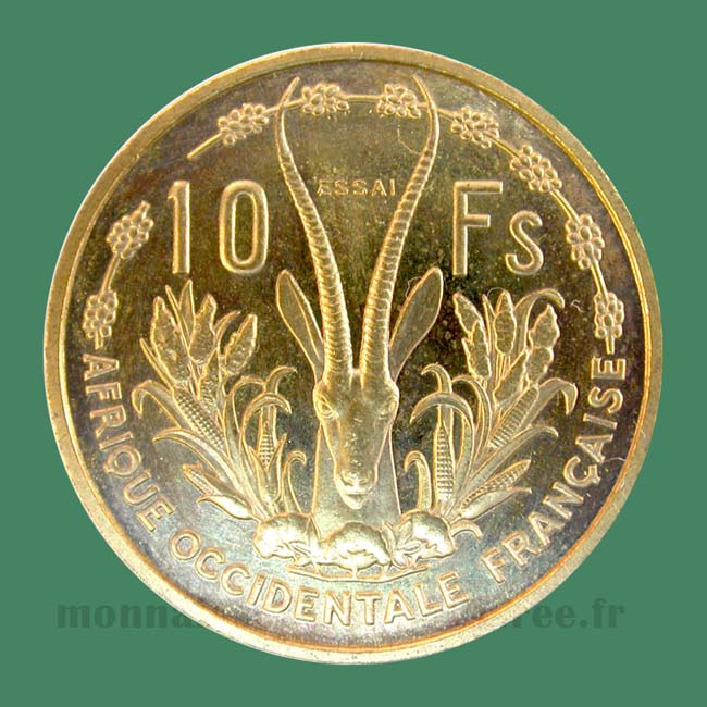 Afrique Occidentale Française ESSAI 10 Francs 1956