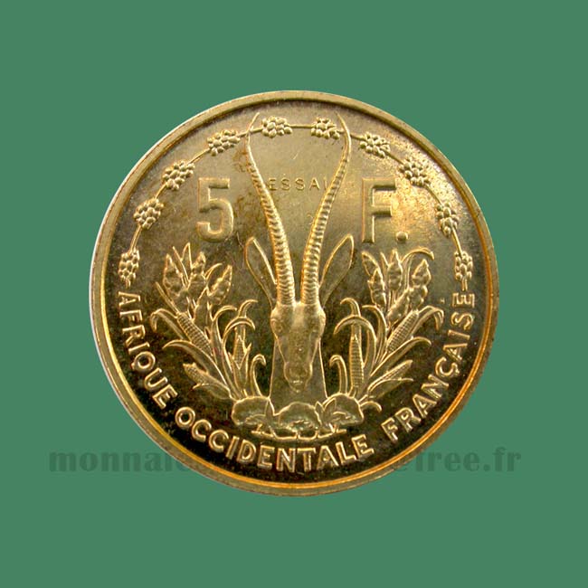 Afrique Occidentale Française ESSAI 5 Francs 1956